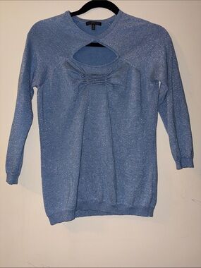 Reba Light Blue Sparkle Keyhole Sweater